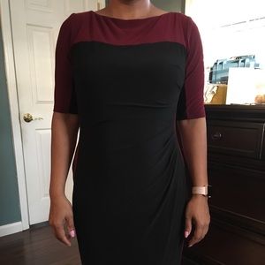 Wine and Black Work Dress